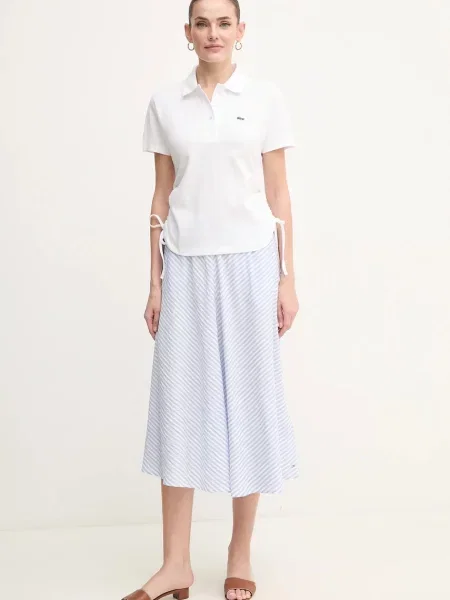 Spódnica midi o linii A z mieszanki Tommy Hilfiger niebieska