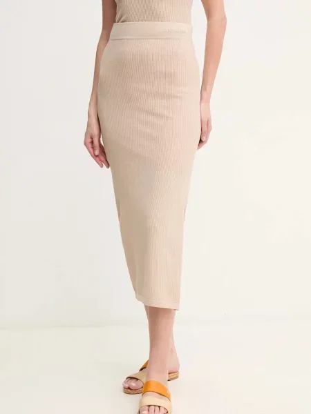 Dkny spódnica midi prosta beżowy