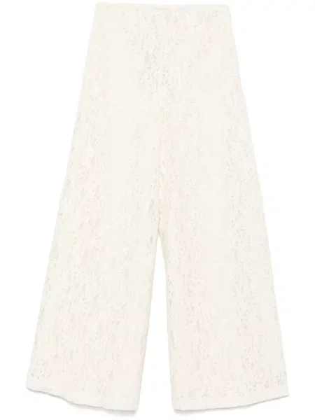Pantaloni Twinset din dantelă alb