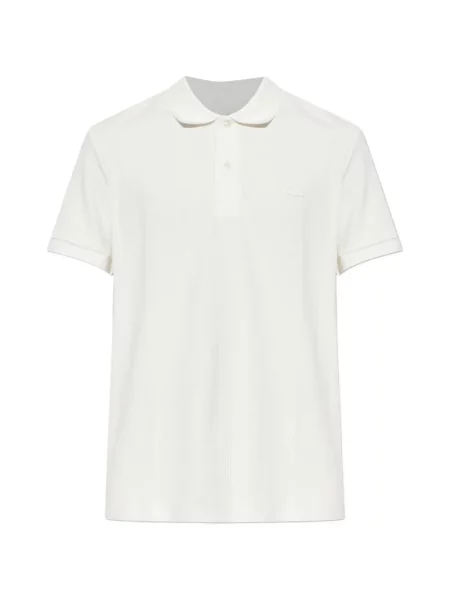 Tricou polo Lacoste tricotate cu autograf alb