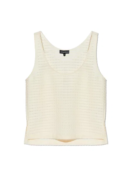 Top Emporio Armani żakardowy beżowy