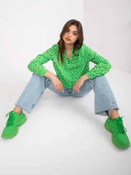 Bluză Fashionhunters cu mâneci lungi lungă verde