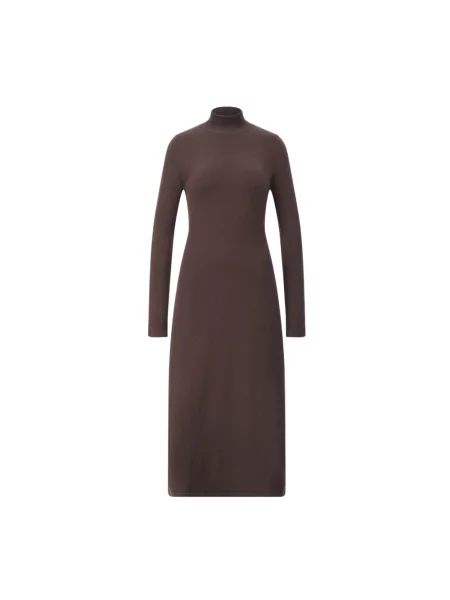 Sukienka maxi Weekend Max Mara wełniana brązowa