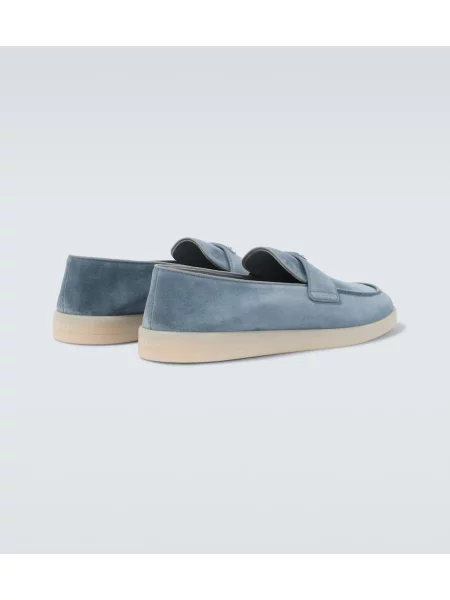 Pantofi loafer Prada din piele de căprioară albastru