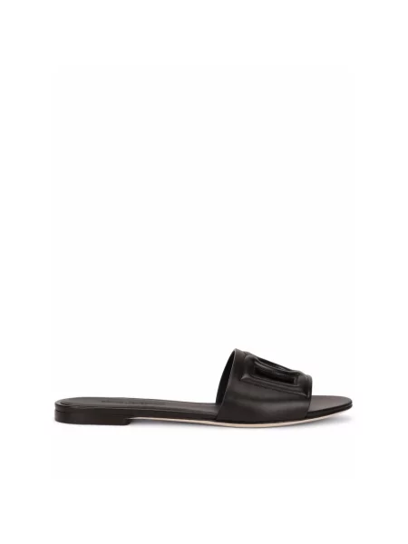 Lniane sandały Dolce&gabbana czarne