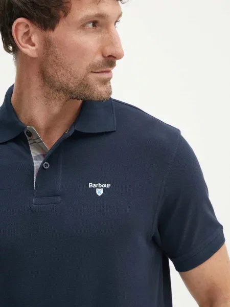Barbour póló Tartan Pique Polo nyomott mintás fekete