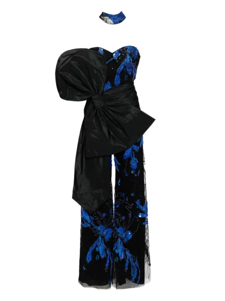 Kombinezon Saiid Kobeisy z kokardką drapowany czarny