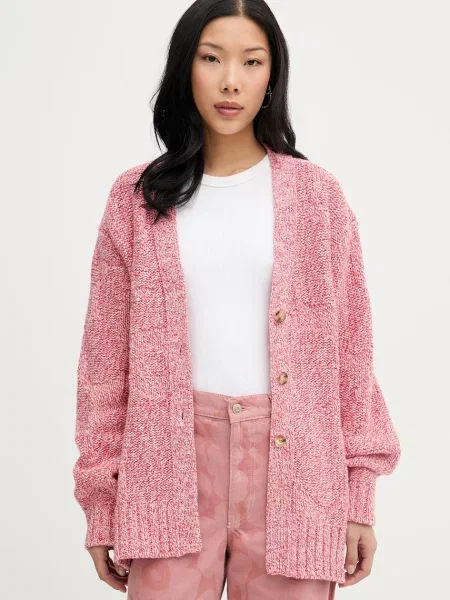 Marimekko cardigan pentru femei din lână roz
