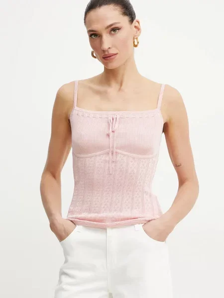 Bombažen top Guess REINA roza