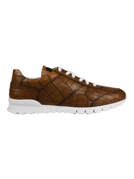 Sneakersy Kiton skórzane brązowe
