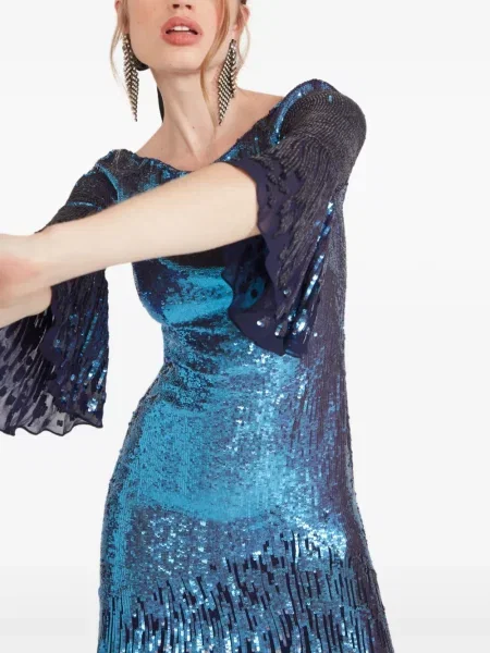 Rochie de seară Temperley London cu paiete de costum albastru