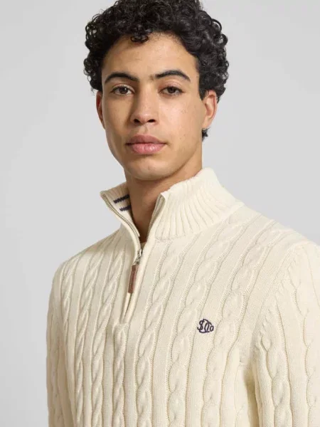 Sweter dzianinowy z czystej bawełny Superdry biały