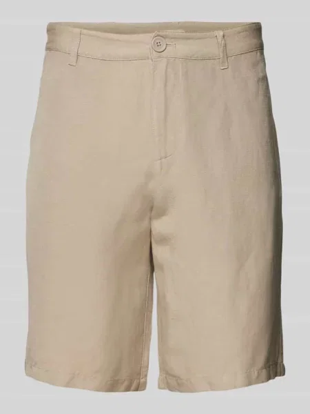 Bermudy lniane o kroju regular fit ze szlufkami na pasek Armani Exchange beżowe