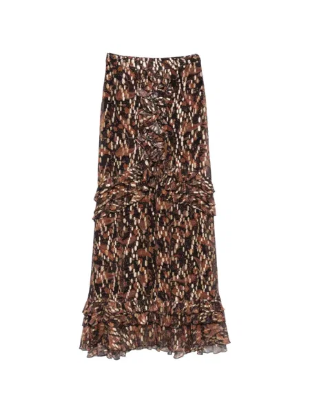 Fusta maxi Philippa 1970 cu volane negru