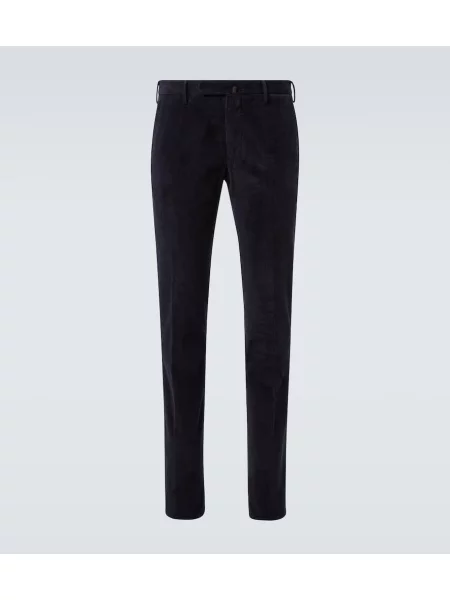 Pantaloni chino Slowear de catifea cord albastru