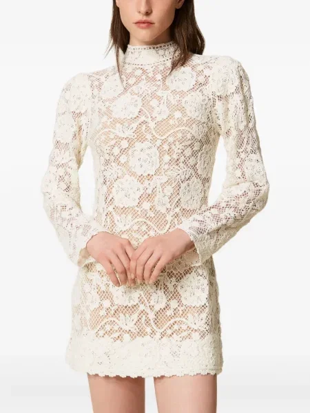 Rochie mini Twinset cu model floral de costum alb