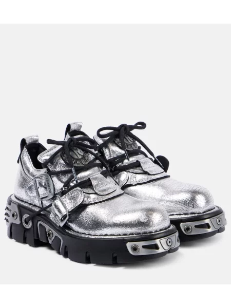 Botine Rabanne din piele argintiu