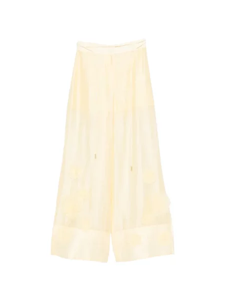 Pantaloni palazzo Aje cu model floral cu aplicații galben