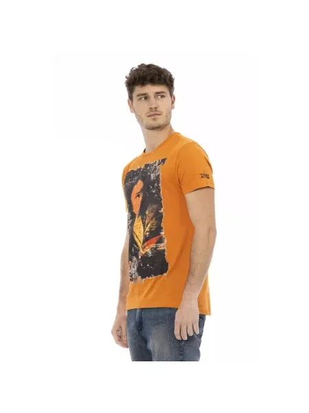 Krótka koszulka Trussardi casual pomarańczowa