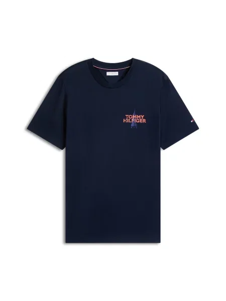 TOMMY HILFIGER Tricou EMPIRE bleumarin / închis portocaliu