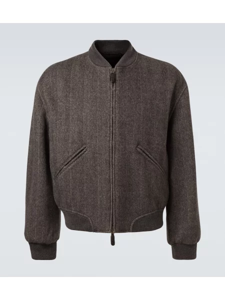 Bomber jakna Giorgio Armani iz kašmirja siva