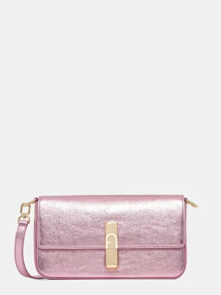 Кожена чанта Furla розово