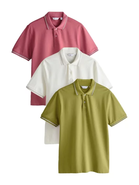 Next Tricou verde kiwi / roz închis alb