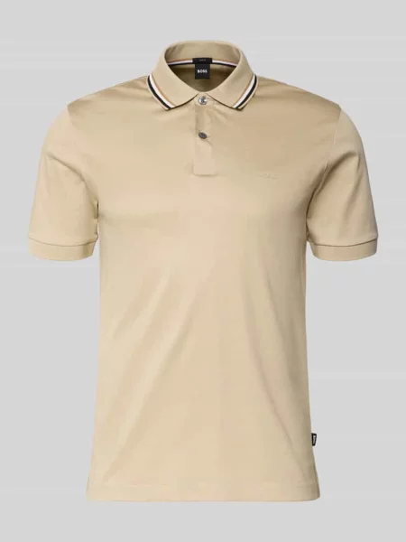 Koszulka polo o kroju slim fit z czystej bawełny model PENROSE Boss beżowa