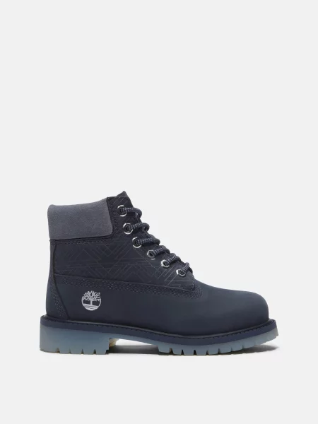 Нубукові Дитячі Черевики Timberland Premium Lace-Up Waterproof темно-синій сині