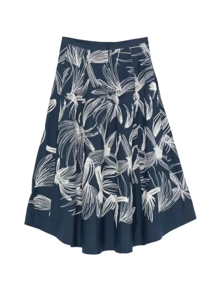 Fustă Kiton cu model floral asimetrică albastru
