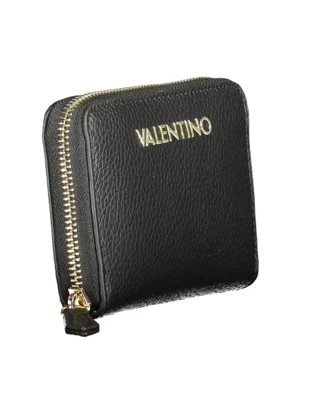 Lniany portfel Valentino z logo czarny