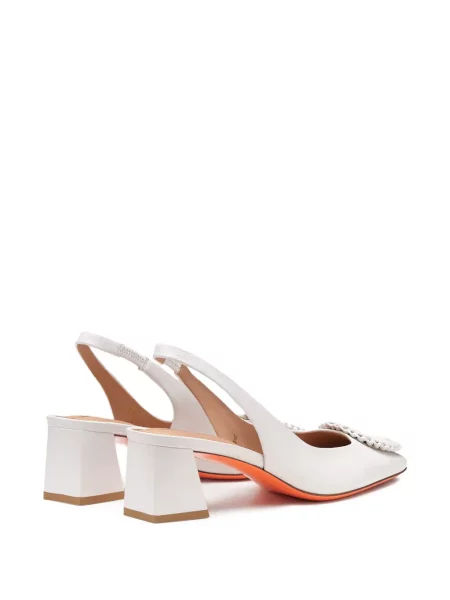 Pantofi cu toc Santoni cu cataramă slingback alb
