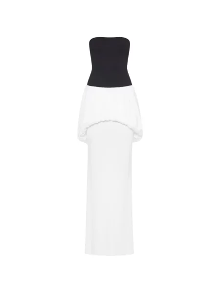 Rochie maxi Chats By C.dam drapată fără bretele alb