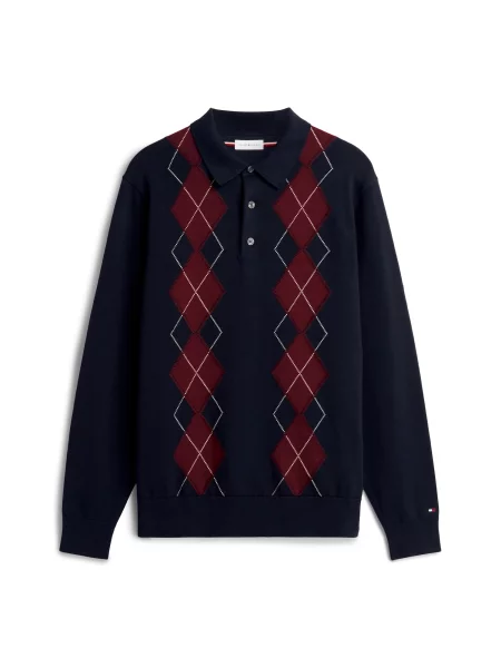 TOMMY HILFIGER Pulover bleumarin / roşu închis