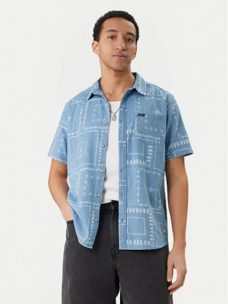 RVCA Cămașă Frame Chambray celest albastru