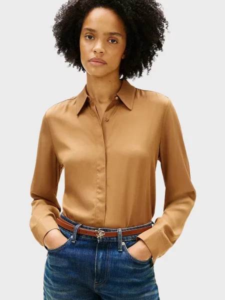 Твілова блуза Tommy Hilfiger коричнева