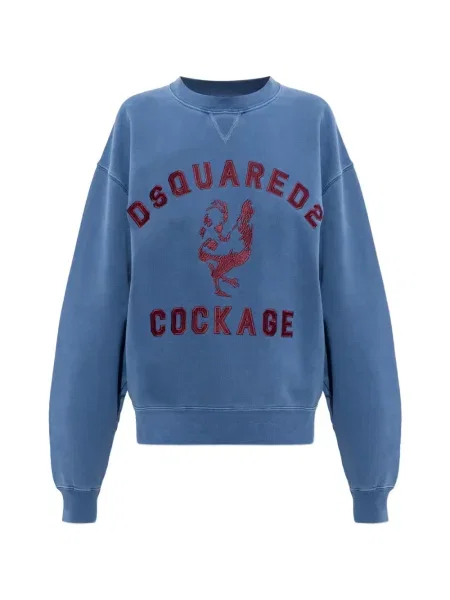 Hanorac crewneck Dsquared2 cu broderie cu decolteu rotund albastru