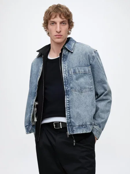 BOSS Prechodná bunda LUNEY denim modrá