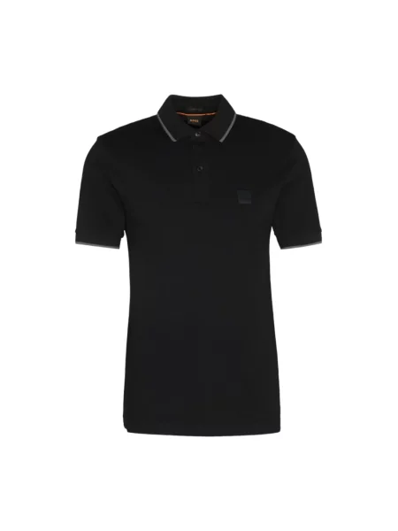 Haftowana koszulka polo Boss Orange z krótkim rękawem czarna