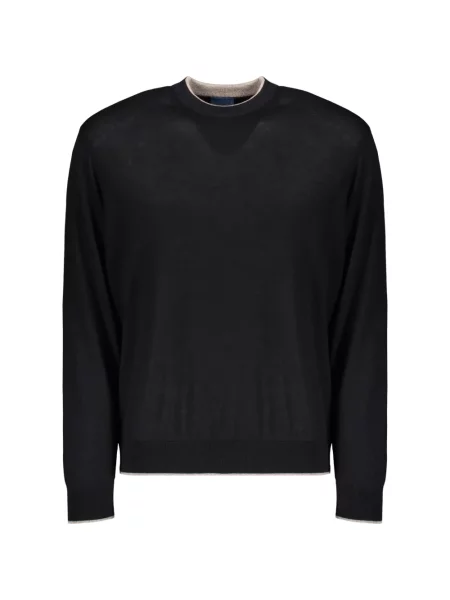 Lung pulover Paul & Shark cu decolteu rotund negru