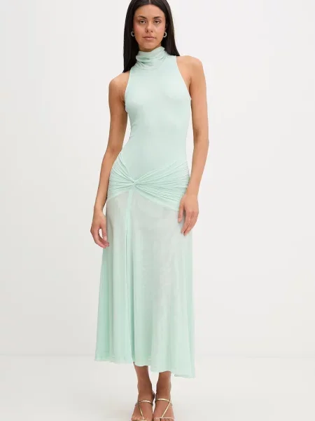 Bardot rochie drapată verde