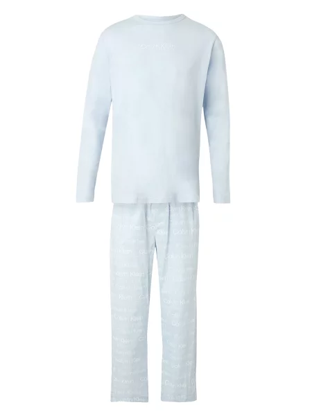 Calvin Klein Underwear Pijama lungă albastru pastel alb