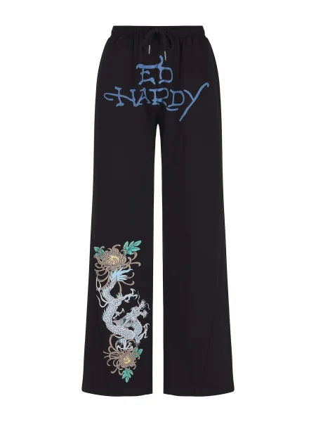 Ed Hardy Pantaloni albastru cobalt / galben / negru alb
