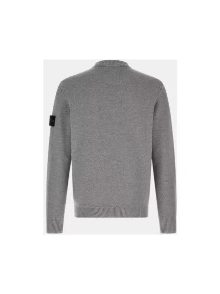 Sweter Stone Island wełniany z kamieniami szary