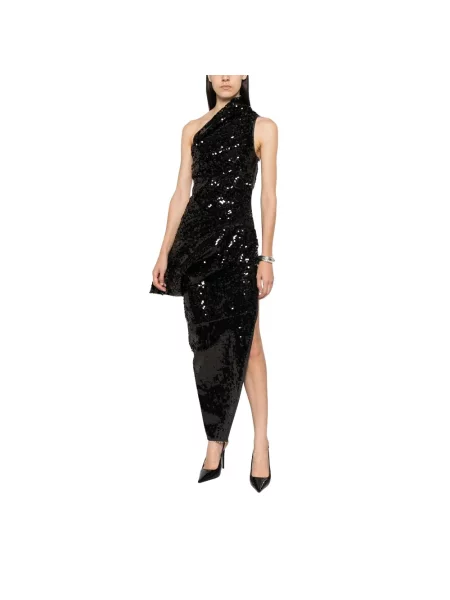 Sukienka Rick Owens z cekinami asymetryczna czarna