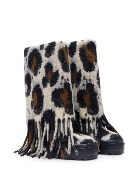 Botine Casadei cu franjuri cu model leopard