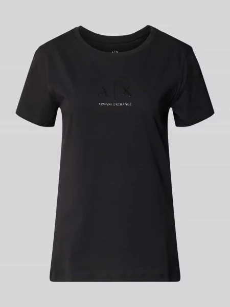 T-shirt z okrągłym dekoltem i logo Armani Exchange czarna