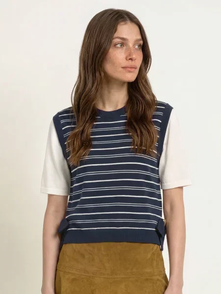Claudie Pierlot Dzianinowa Koszulka blau granatowa