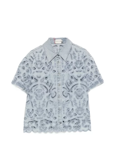 Cămașă cu flori Alice + Olivia cu model floral din dantelă albastru