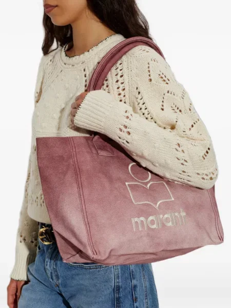 Geantă shopper Isabel Marant cu broderie roz